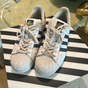 Adidas White and Black Superstar Athletic Shoes